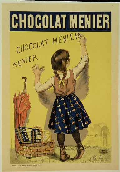 Reproduction of a poster advertising 'Menier' chocolate from Firmin Bouisset