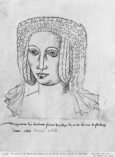 Ms 266 fol.55 Marguerite de Brabant, wife of Louis II of Flanders, also Louis III of Artois and Loui from Flemish School
