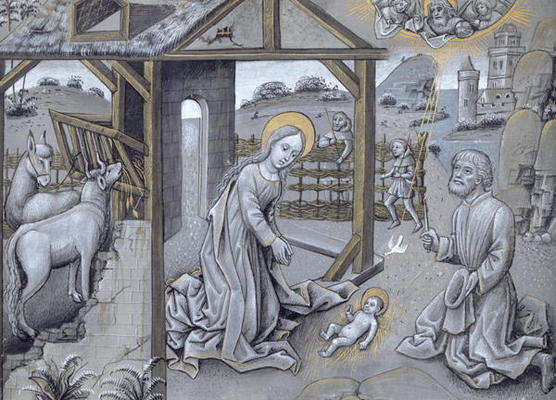 The Nativity (vellum) from Flemish School, (15th century)