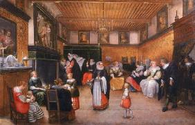A Christening Party, 1629 (oil on panel)