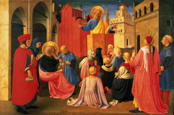 Detail from the Linaiuoli Triptych, predella showing St. Peter Preaching, 1433 (tempera on panel) from Fra Beato Angelico