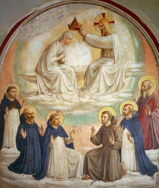 The Coronation of the Virgin, with Saints Thomas, Benedict, Dominic, Francis, Peter the Martyr and P from Fra Beato Angelico