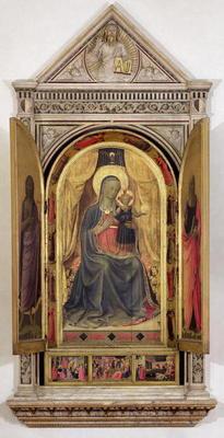 The Linaiuoli Triptych (with open shutters): The Virgin and Child enthroned with St. John the Baptis