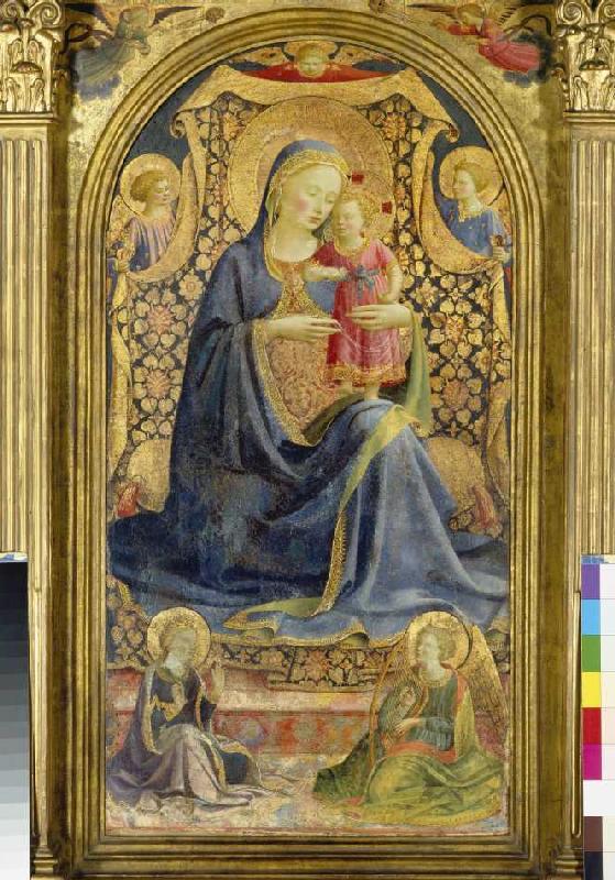 Maria with the Jesuskind sitting enthroned, of angels surround from Fra Beato Angelico