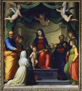 The mystical wedding of the H.Katharina of sienna, in the presence of eight saints