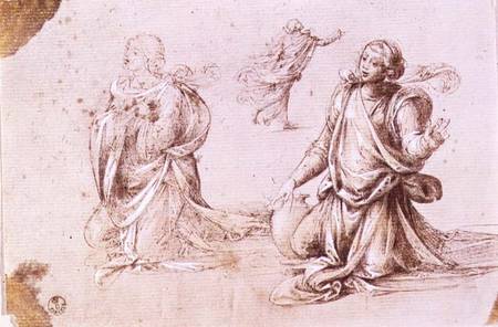 Three studies of a female figures for The Woman of Samaria (pen and ink on paper) from Fra Bartolommeo