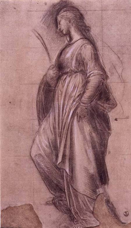 Study of St. Catherine of Alexandria (chalk with gouache on paper) from Fra Bartolommeo