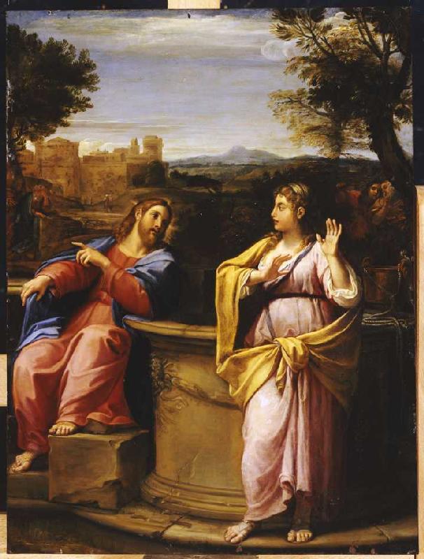 Christ and the Samariterin at the fountain from Francesco Albani
