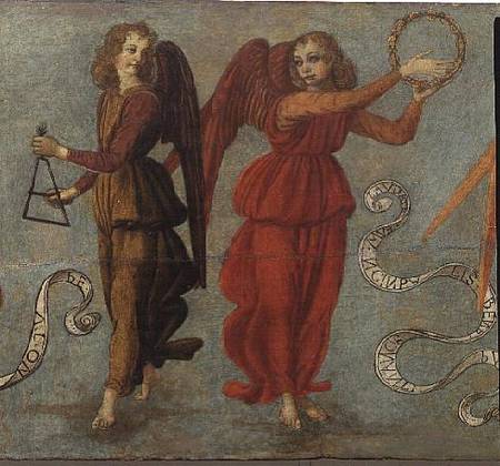 Angels playing the tambourine and triangle from Francesco Botticini