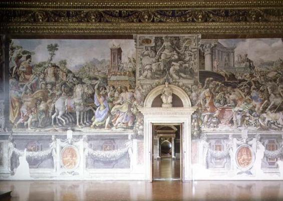 Wall in the Sala dell'Udienza with frescoes of The Triumph of Camillus and Camillus forbidding the W from Francesco de Rossi Salviati Cecchino