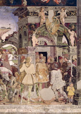 Borso d'Este, Prince of Ferrara, rendering justice: March from the Room of the Months, 1467-70 (fres from Francesco del Cossa