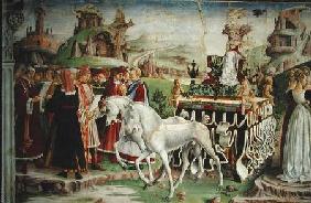 The Triumph of Minerva: March, from the Room of the Months, detail of the chariot and the group of s