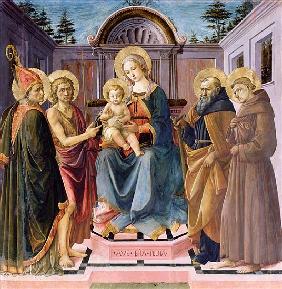 Madonna and Child Enthroned with (LtoR) SS. Zenobius, John the Baptist, Anthony Abbot and Francis