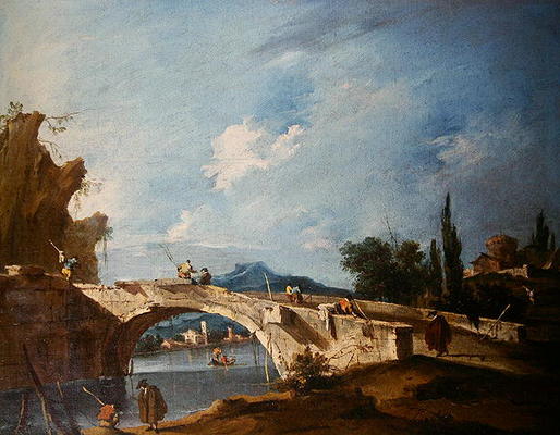 A River Landscape (oil on canvas) from Francesco Guardi
