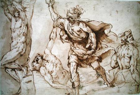 Studies for the Martyrdom of St. Sebastian and the Stoning of St. Stephen (w.c on paper) from Francesco Maffei
