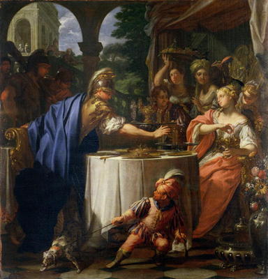 The Banquet of Mark Anthony (83-30 BC) and Cleopatra (69-30 BC) 1717 (oil on canvas) from Francesco Trevisani