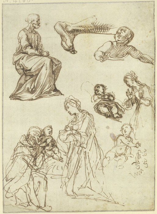 Studienblatt: Apostel, Geburt und Anbetung Christi, Fuß eines Knienden from Francesco Vanni