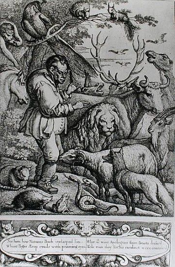 Illustration from the Introduction to Aesop''s Fables from Francis Barlow