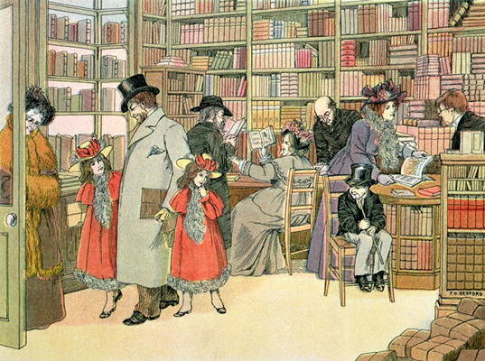 The Book Shop, from 'The Book of Shops', 1899 (colour litho) from Francis Donkin Bedford