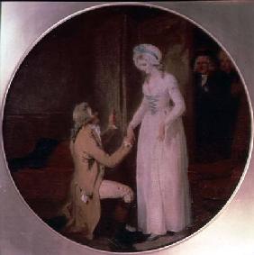 Young Marlow and Miss Hardcastle, scene from 'She Stoops to Conquer' by Oliver Goldsmith