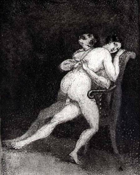 A couple having sex on a chair from Francisco José de Goya