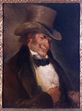 Self-portrait with top-hat hat.