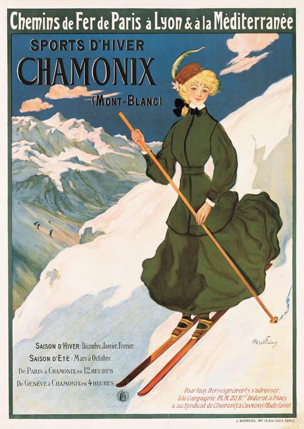 Poster advertising SNCF routes to Chamonix, from Francisco Tamagno