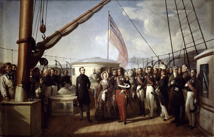 Queen Victoria recieved the King Louis Philippe I on board the Royal Yacht, 2 September 1843 from François August Biard