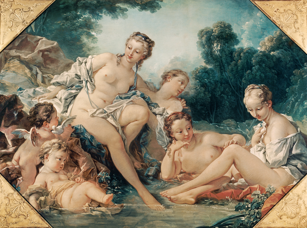 Nymphs and taking a bath Amouretten from François Boucher