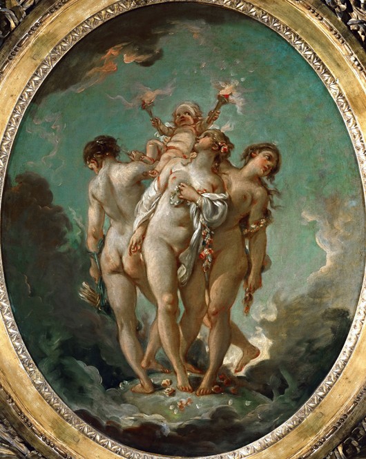 The Three Graces holding Cupid from François Boucher