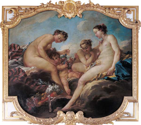 The Three Graces, decorative panel from the Bedroom of the Princess of Rohan from François Boucher