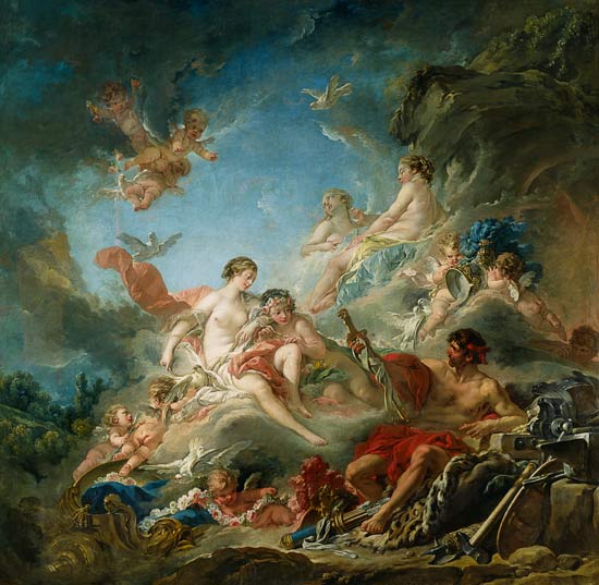 The Forge of Vulcan, or Vulcan presenting arms for Aeneas to Venus, tapestry cartoon from François Boucher