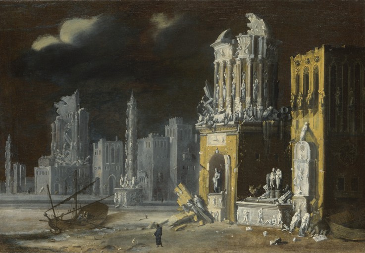 Fantastic Ruins with Saint Augustine and the Child from Francois de Nome