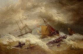 Sailing ships in a heavy swell