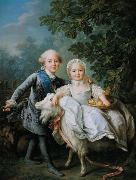 Portrait of Charles Philippe of France (1757-1836) (later Charles X) and his sister Marie Adelaide ( from François-Hubert Drouais