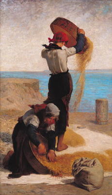 The Winnowers, 1869 (oil on panel) from Francois Nicolas Augustin Feyen-Perrin
