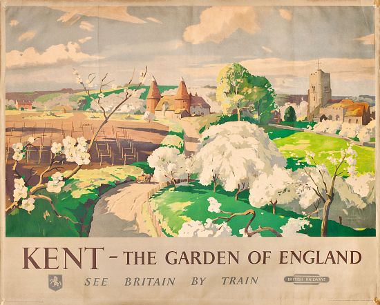 'Kent- The Garden of England', poster advertising rail journeys from Frank Sherwin