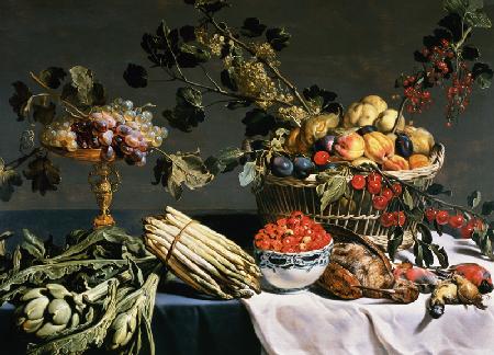 Still Life of Fruit in a Wicker Basket