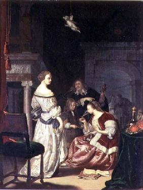 The Painter with his Family, by Frans van Mieris (1635-81), oil on wood