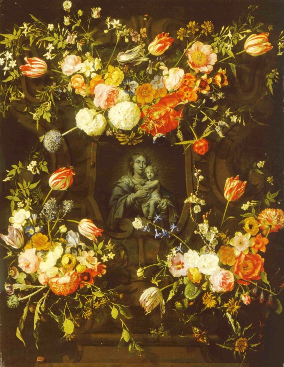 Madonna surrounded by flowers from Frans Ykens