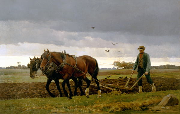 Ploughman in the evening. from Frants Henningsen