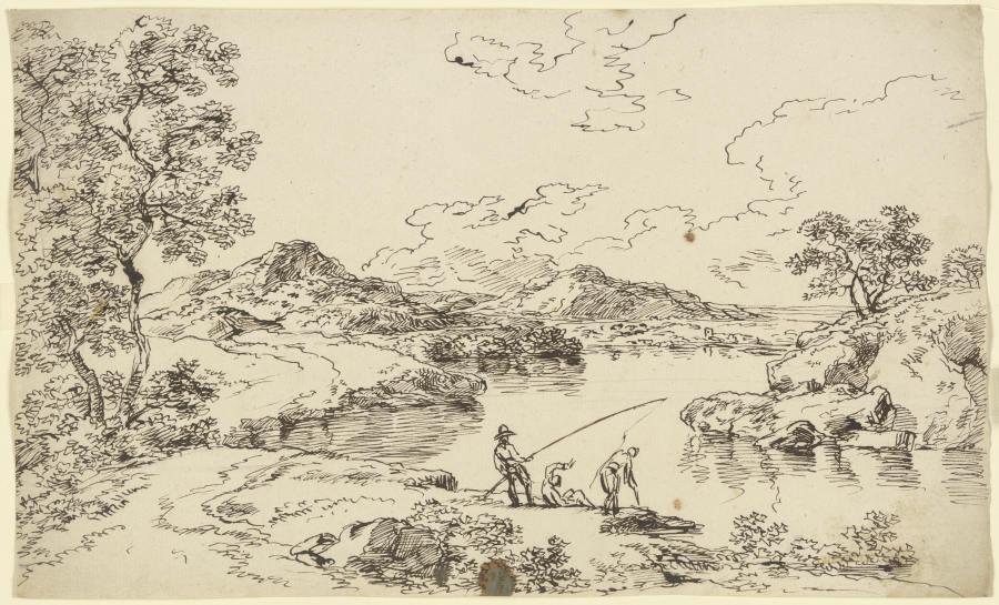 Fishermen at the river from Franz Innocenz Josef Kobell