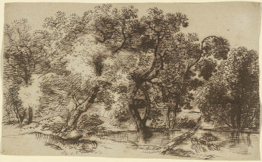 Bäume und Sträucher an einem Gewässer from Franz Innocenz Josef Kobell