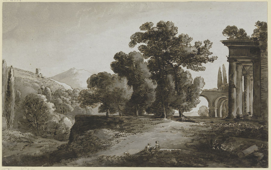 Bergige Landschaft mit antiken Ruinen from Franz Innocenz Josef Kobell