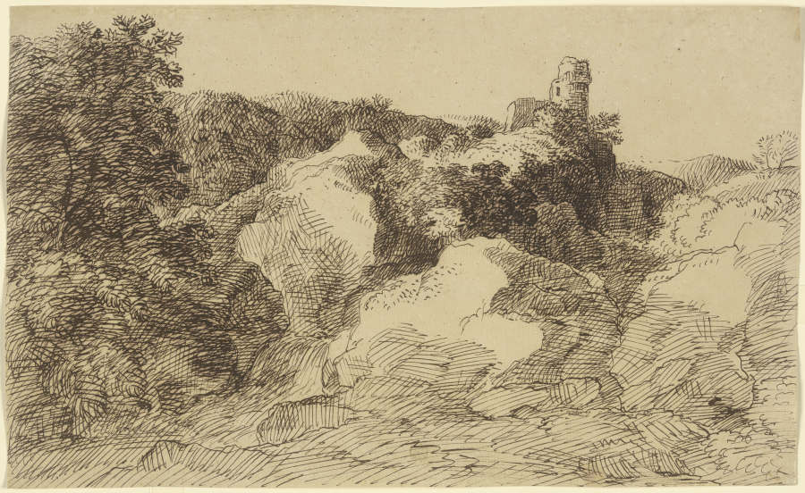 Felsige Landschaft mit Burgruine from Franz Innocenz Josef Kobell