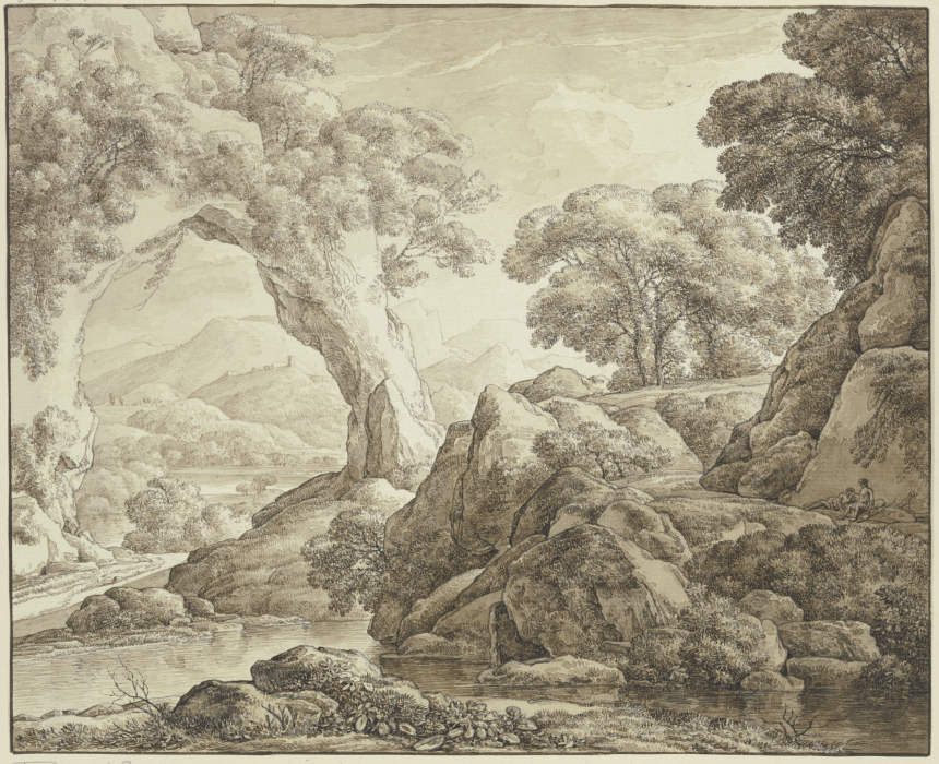 Gebirgslandschaft, links ein Felsenbogen from Franz Innocenz Josef Kobell