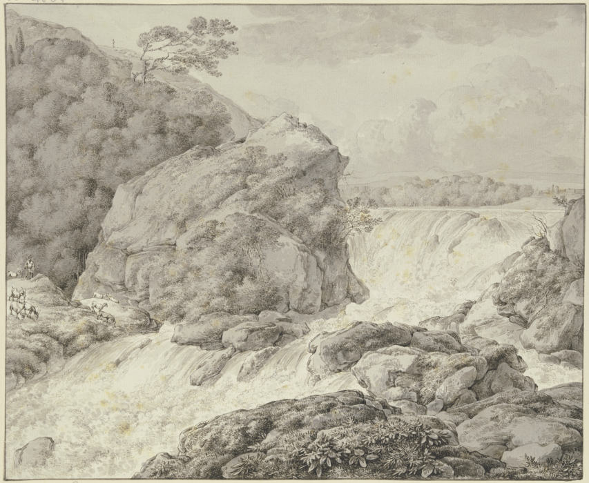 Gebirgslandschaft mit Wasserfall und Herde from Franz Innocenz Josef Kobell