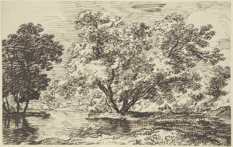 Große Baumgruppe an einem Gewässer from Franz Innocenz Josef Kobell