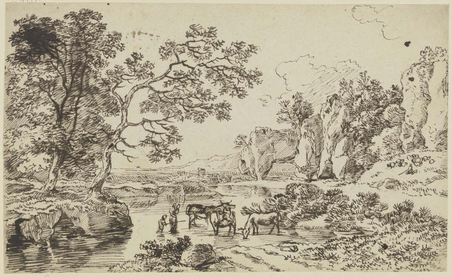 Hirten mit Vieh an einem Fluß from Franz Innocenz Josef Kobell