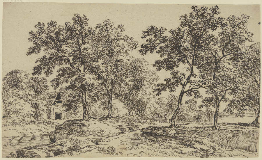 Huts between trees from Franz Innocenz Josef Kobell